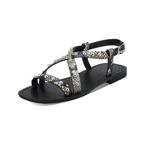 MARC FISHER Womens Black Snakeskin Fianna Leather Slingback Sandal 7.5 M